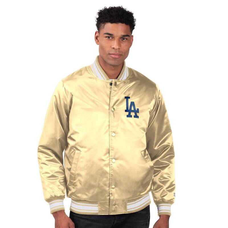 スターター メンズ アウター ジャケット・ブルゾン サテン Men'starter Tan Los Angeles Dodgers Lockeroom Satin Full-Snap Varsity Jacket Lad Multi マルチカラー｜ReVida 店
