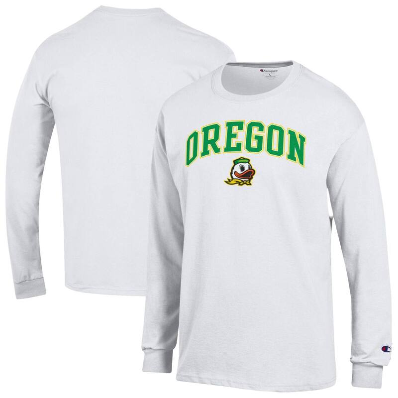 チャンピオン メンズ トップス Tシャツ ロゴ MenChampion White Oregon Ducks Arch Over Logo Long Sleeve T-Shirt Uoo White ホワイト