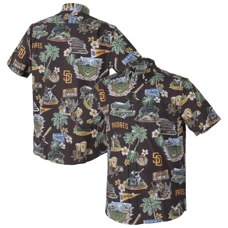 レインスプーナー メンズ トップス Tシャツ Men's Reyn Spooner Brown San Diego Padrescenic Tri-Blend Performance Button-Up Topad Brown ブラウン｜ReVida 店
