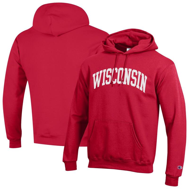 チャンピオン メンズ トップス Tシャツ フリース パーカー Men's Champion Red Wisconsin Badgers Basic Arch Fleece Pullover Hoodie Wis Red レッド