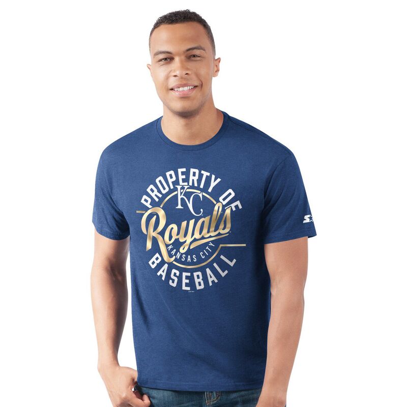 スターター メンズ トップス Tシャツ Men'starteroyal Kansas City Royals Prime Time Property Of T-Shirt Ryl Blue ブルー
