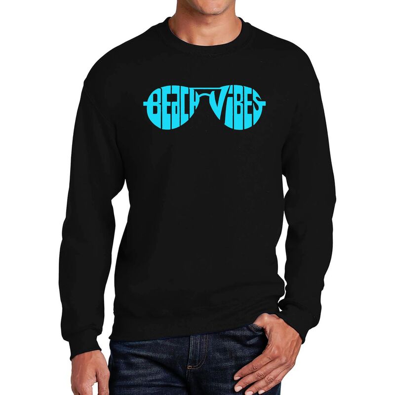 エルエーポップアート メンズ トップス Tシャツ クルーネック スウェット LA Pop Art Beach Vibes - Men's Word Art Crewneck Sweatshirt Black ブラック