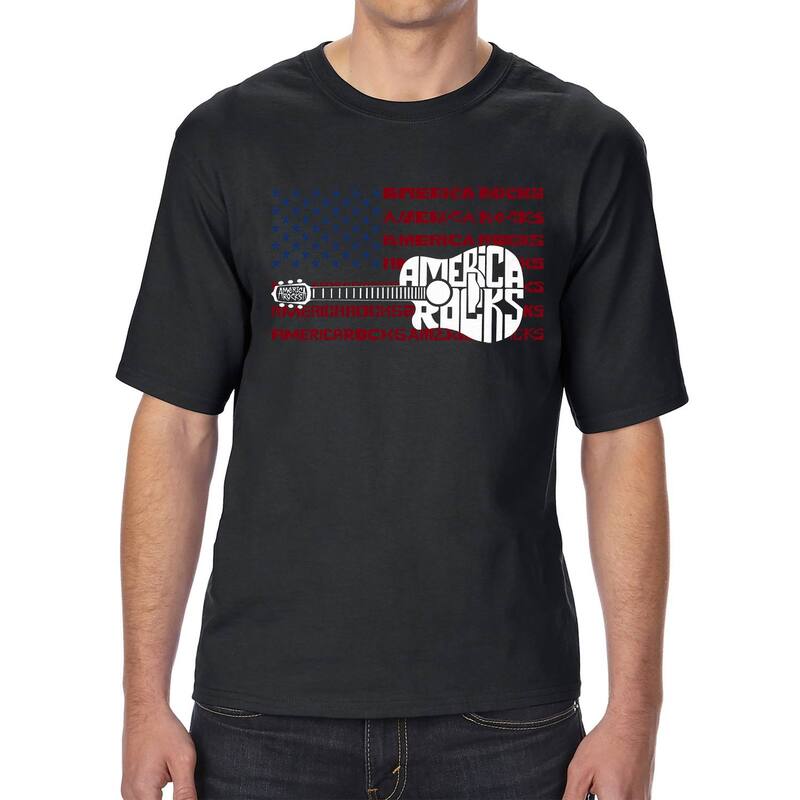 エルエーポップアート メンズ トップス Tシャツ トール LA Pop Art America Rocks - Men's Tall and Long Word Art-Shirt Black ブラック｜ReVida 店