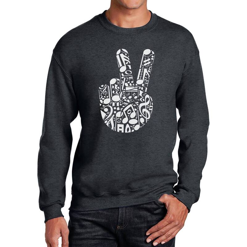 エルエーポップアート メンズ トップス Tシャツ クルーネック スウェット LA Pop Art Peace Finger Notes - Men's Word Art Crewneck Sweatshirt Grey グレー｜ReVida 店