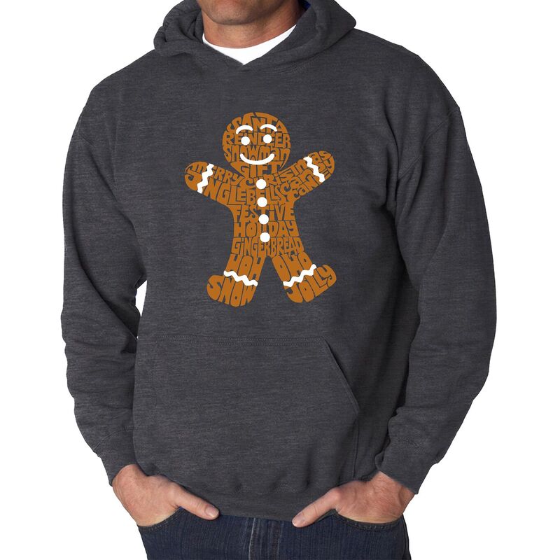 エルエーポップアート メンズ トップス Tシャツ スウェット LA Pop Art Gingerbread - Men's Word Art Hooded Sweatshirt Grey グレー｜ReVida 店