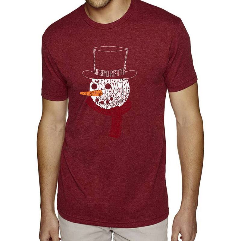 エルエーポップアート メンズ トップス Tシャツ LA Pop Art Snowman Face - Men's Premium Blend Word Art-Shirt Burgundy バーガンディ｜ReVida 店