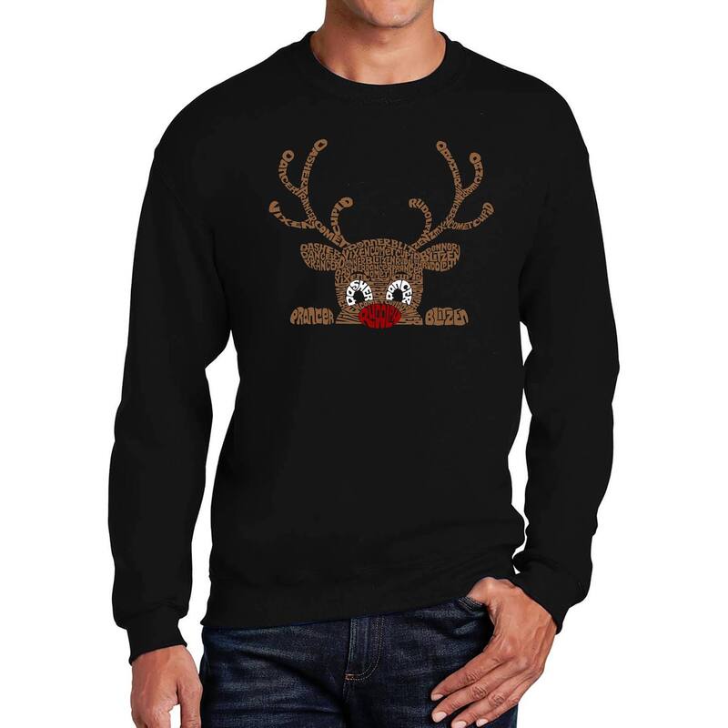 エルエーポップアート メンズ トップス Tシャツ クルーネック スウェット LA Pop Art Peeking Reindeer - Men's Word Art Crewneck Sweatshirt Black ブラック 10,765円