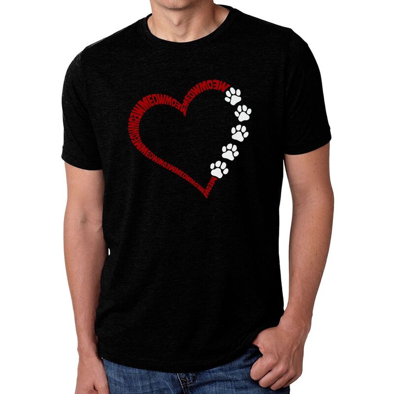 エルエーポップアート メンズ トップス Tシャツ LA Pop Art Meow Heart - Men's Premium Blend Word Art-Shirt Black ブラック｜ReVida 店