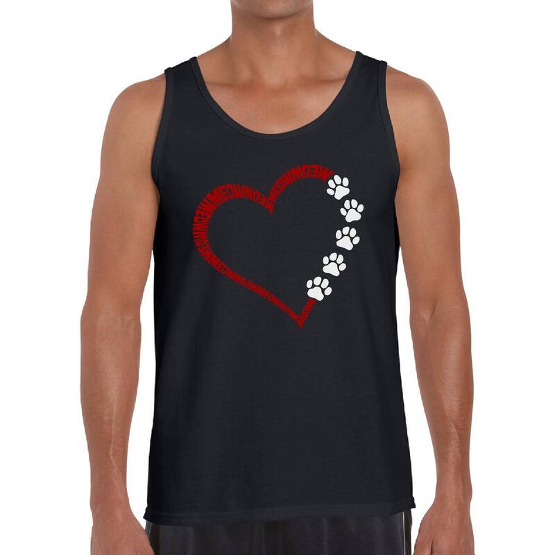 エルエーポップアート メンズ トップス Tシャツ LA Pop Art Meow Heart - Men's Word Artank Top Black ブラック