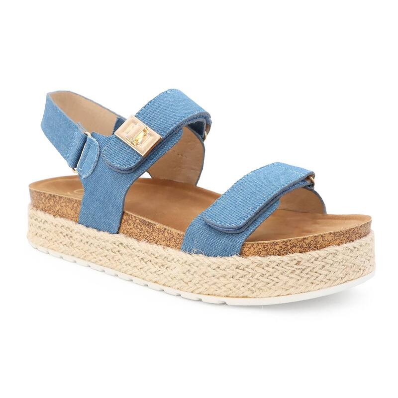 ヨキ レディース シューズ サンダル プラットフォーム Yoki CHIARA-20 Women's Platform Espadrille Double Strap Open Toe Sandals Denim デニム
