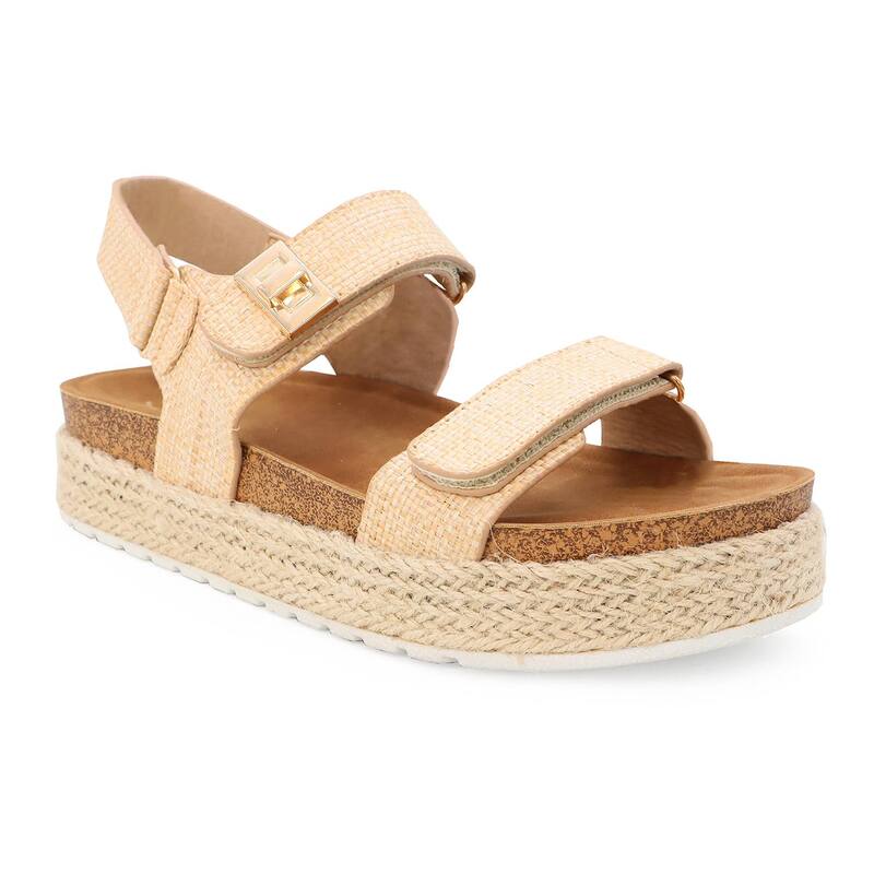 ヨキ レディース シューズ サンダル プラットフォーム Yoki CHIARA-20 Women's Platform Espadrille Double Strap Open Toe Sandals Raffia
