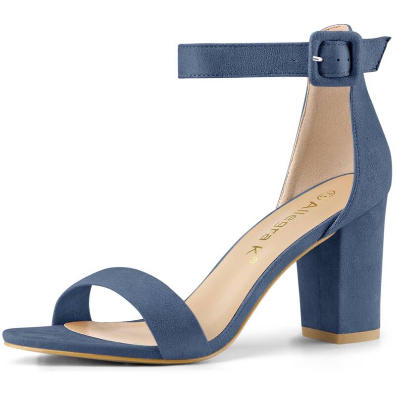アレグラ ケー レディース シューズ パンプス サンダル アンクル ヒール ALLEGRA K Women's Open Toe High Chunky Heel Buckle Ankle Strap Sandals Haze Blue ブルー