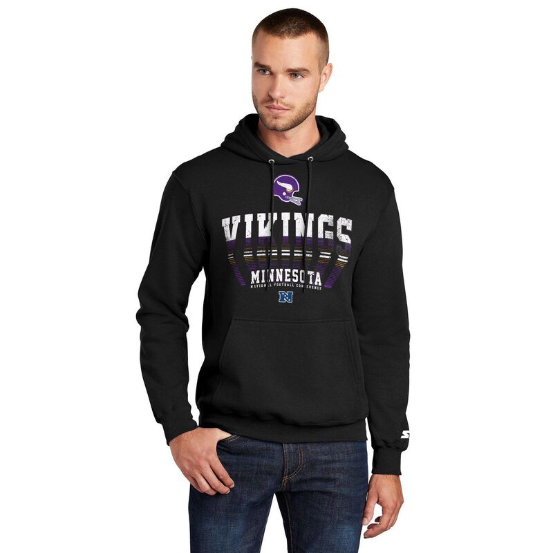 クランク メンズ トップス プルオーバー パーカー Men\u0027starter Black Minnesota Vikings Retro Pullover Hoodie Mvk Black 黒いこと