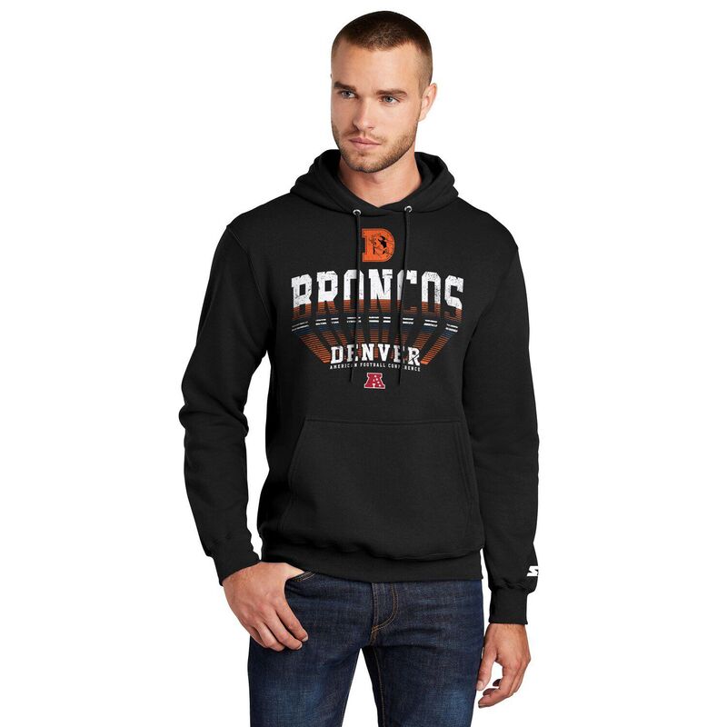 スターター メンズ トップス Tシャツ パーカー Men'starter Black Denver Broncos Retro Pullover Hoodie Den Black ブラック