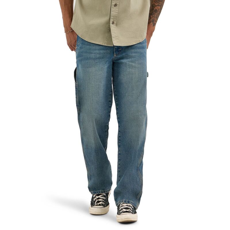 ラングラー メンズ ボトムス デニムパンツ ジーンズ Men's Wrangler Straight-Leg Carpenter Jeans Faded Blue ブルー｜ReVida 店