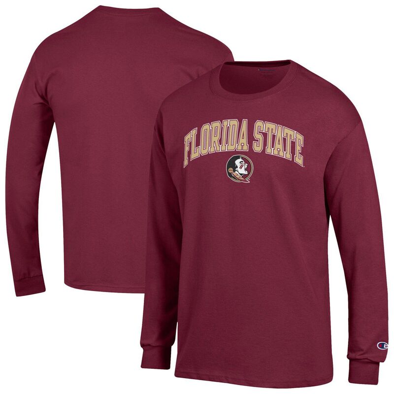 チャンピオン メンズ トップス Tシャツ ロゴ MenChampion Garnet Florida State Seminoles Arch Over Logo Long Sleeve T-Shirt Fsu Red レッド