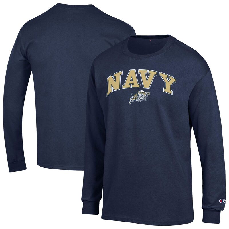 チャンピオン メンズ トップス Tシャツ ロゴ Men'sChampionavy Navy Midshipmen Arch Over Logo Long Sleeve T-Shirt Nvy Navy ネイビー