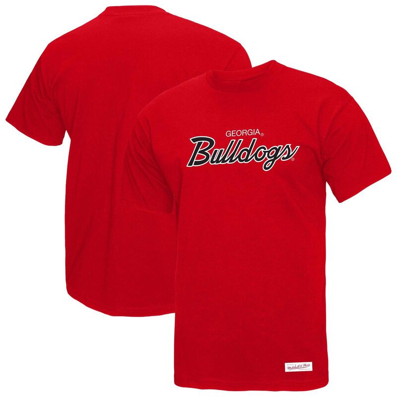 ミッチェル&ネス メンズ トップス Tシャツ Men's Mitchell & Ness Red Georgia Bulldogs Elite Script-Shirt Uga Red レッド