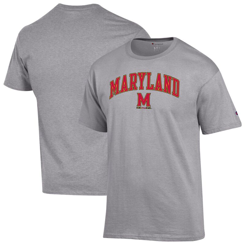 チャンピオン メンズ トップス Tシャツ ロゴ Men'sChampion Heather Gray Maryland Terrapins Arch Over Logo T-Shirt Mar Grey グレー