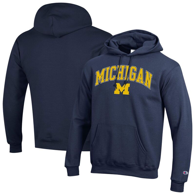 チャンピオン メンズ トップス Tシャツ ロゴ フリース パーカー Men'sChampionavy Michigan Wolverines Arched Logo Fleece Pullover Hoodie Mic Navy ネイビー