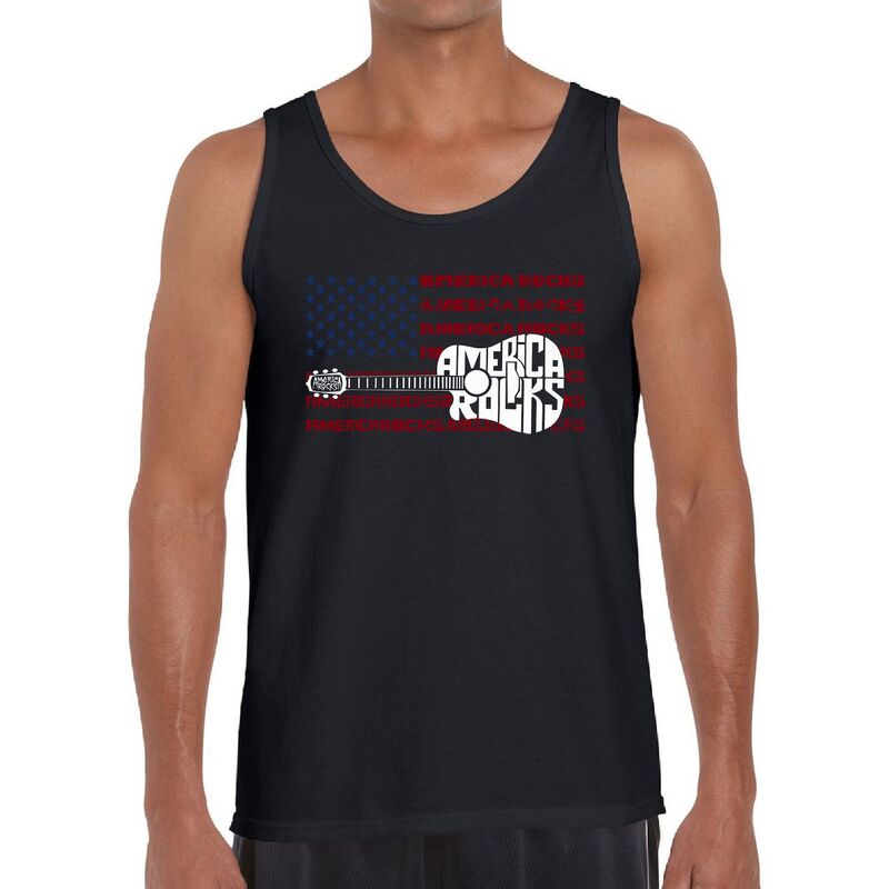 エルエーポップアート メンズ トップス Tシャツ LA Pop Art America Rocks - Men's Word Artank Top Black ブラック｜ReVida 店