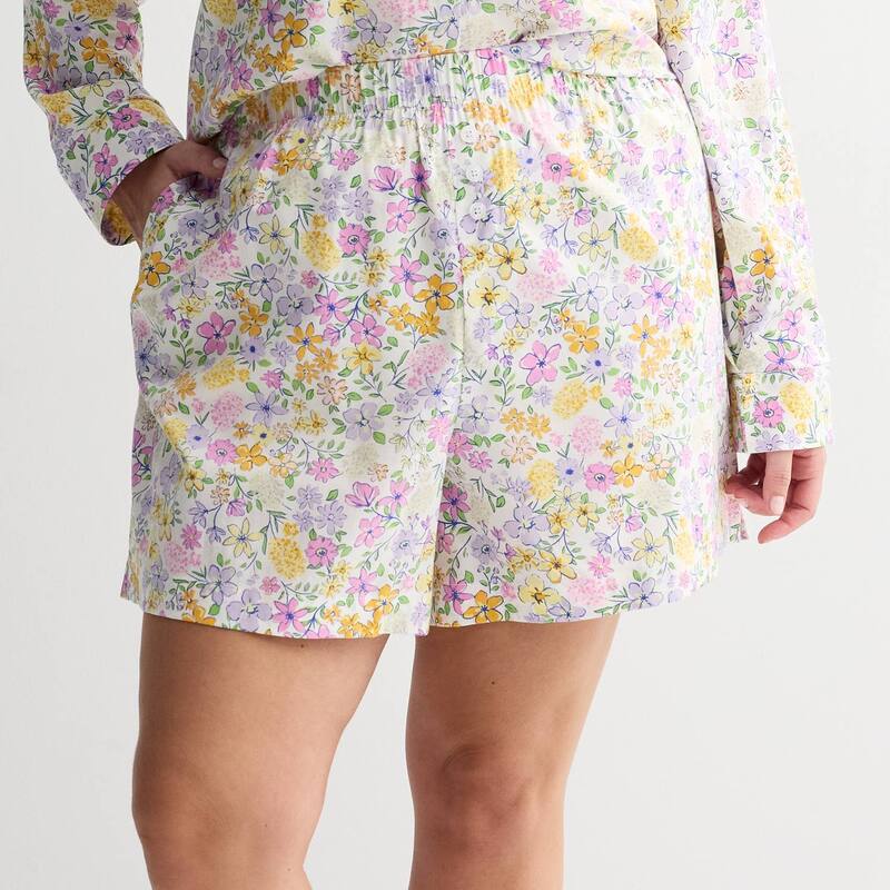 ソノマ レディース アンダーウェア ナイトウェア プラスサイズ ショートパンツ Plusize Sonoma Goods For Life Woven Separatesleep Shorts White Floral ホワイト