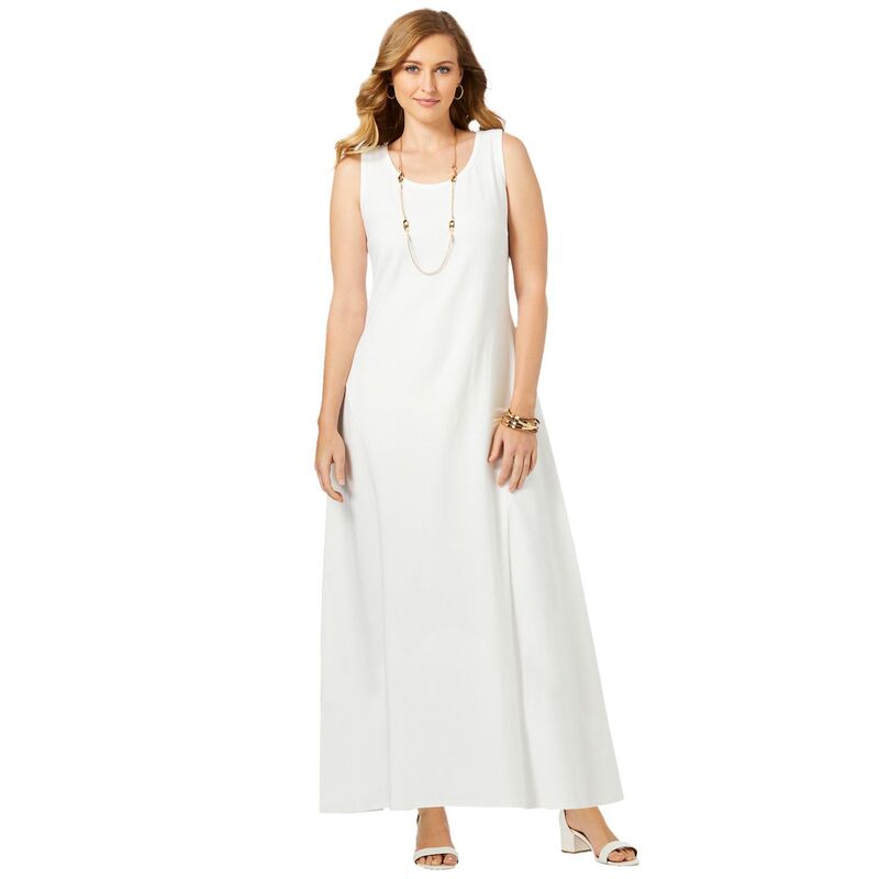 ジェシカロンドン レディース トップス ワンピース プラスサイズ プチ コットン マキシ Jessica London Women's Plusize Petite Stretch Cotton Tank Maxi Dress White ホワイト