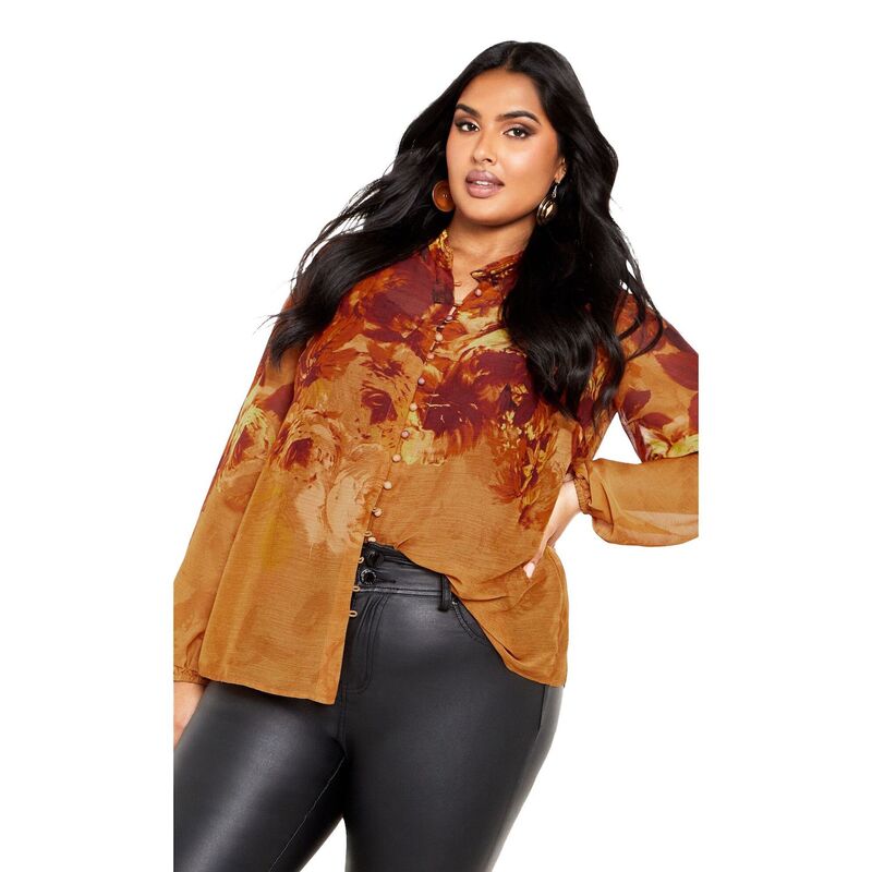 アベニュー レディース トップス シャツ プラスサイズ レース Avenue Women's Plusize Iris Placement Shirt Bronze Bloom