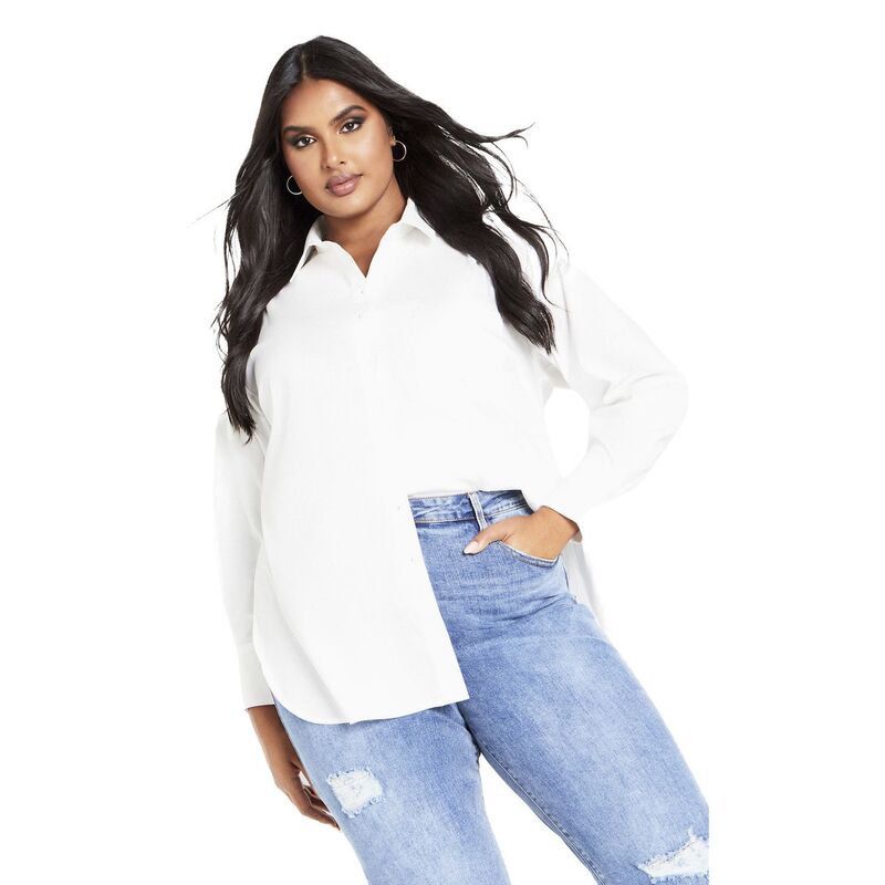 アベニュー レディース トップス シャツ プラスサイズ Avenue Women's Plusize Karolina Shirt White ホワイト