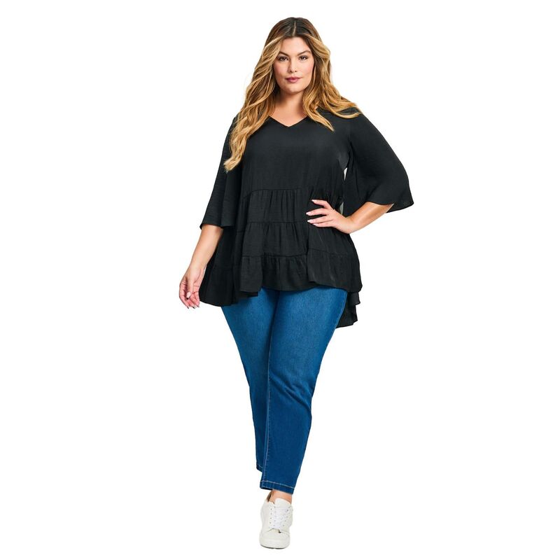 アベニュー レディース トップス シャツ ティアード プラスサイズ Avenue Women's Plusize Aly Tiered Top Black ブラック