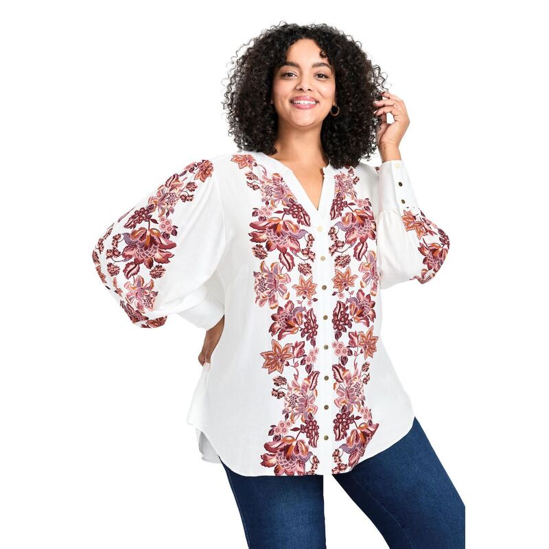 アベニュー レディース トップス シャツ プラスサイズ ブラウス Avenue Women's Plusize Sofia Long Sleeve Blouse Ivory アイボリー