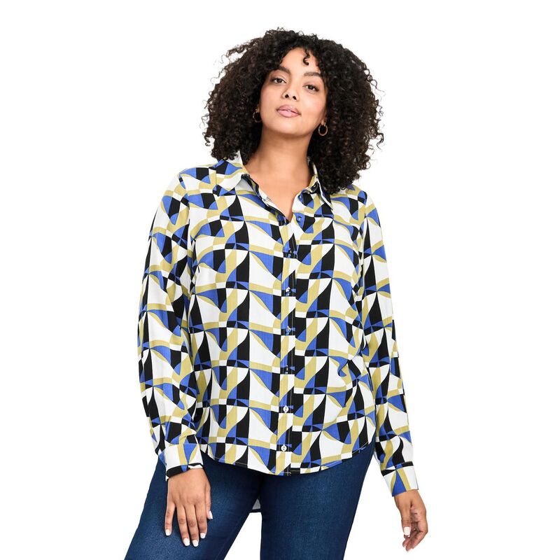 アベニュー レディース トップス シャツ プラスサイズ Avenue Women's Plusize Allurelaxed Shirt Geo|ReVida 店