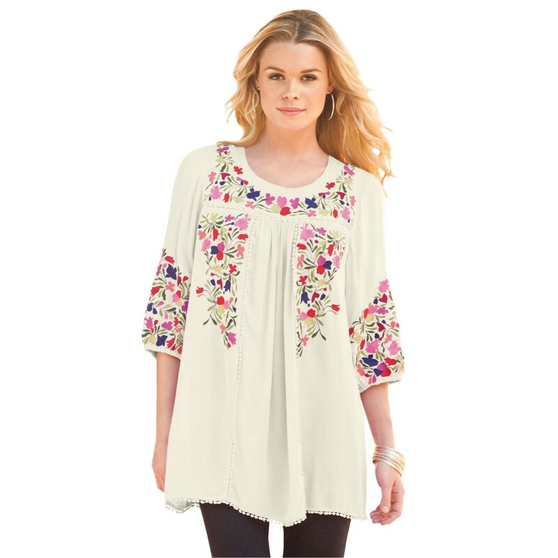 ロアマンズ レディース トップス Tシャツ フラワー柄 プラスサイズ フラワー Roaman's Women's Plusize Boho Floral Tunic Ivory Boho Floral アイボリー
