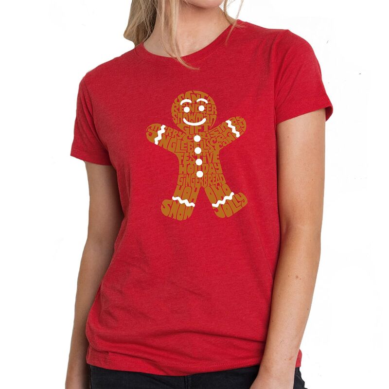 エルエーポップアート レディース トップス Tシャツ LA Pop Art Gingerbread - Women's Premium Blend Word Art-Shirt Red レッド