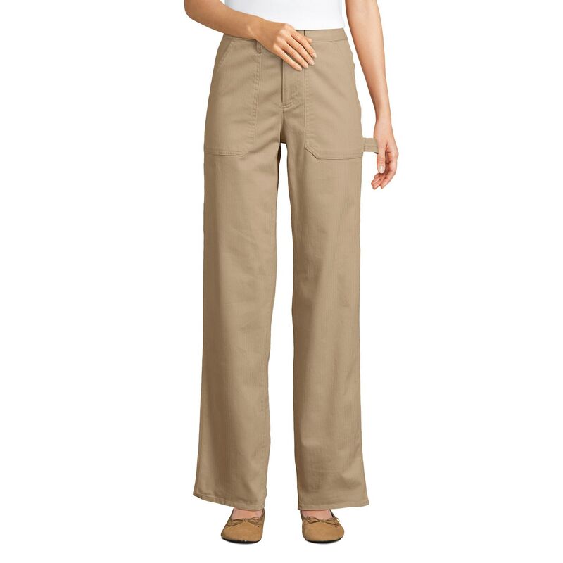 ランズ挙げ句の果て レディース ボトムス 心地好いズボン下 Women\u0027s Lands\u0027 End Herringbone Chino High Rise Utility Pants Desertan タン パンツ-レディースファッション