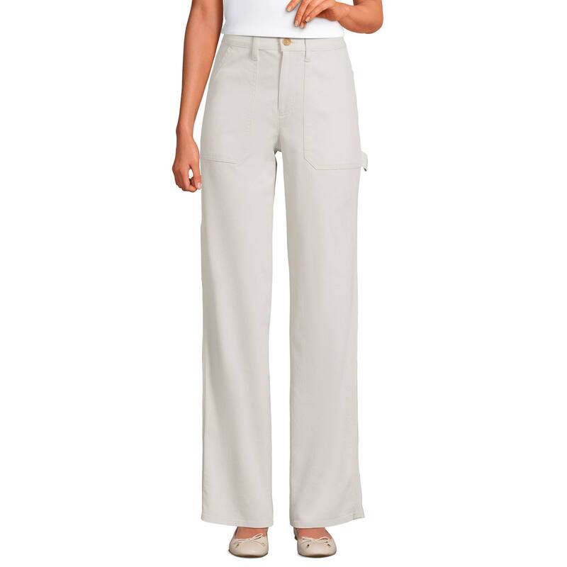ランズ挙げ句の果て レディース ボトムス 心地好いズボン下 Women\u0027s Lands\u0027 End Herringbone Chino High Rise Utility Pants Light Stone 石ころ パンツ-レディースファッション