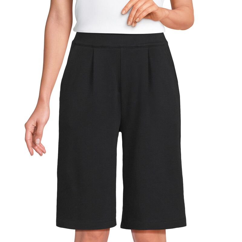 ランズエンド レディース ボトムス ハーフパンツ・ショーツ プリーツ ショートパンツ Women's Lands' End High Rise Pleated 12-in. Bermuda Shorts Black ブラック｜ReVida 店