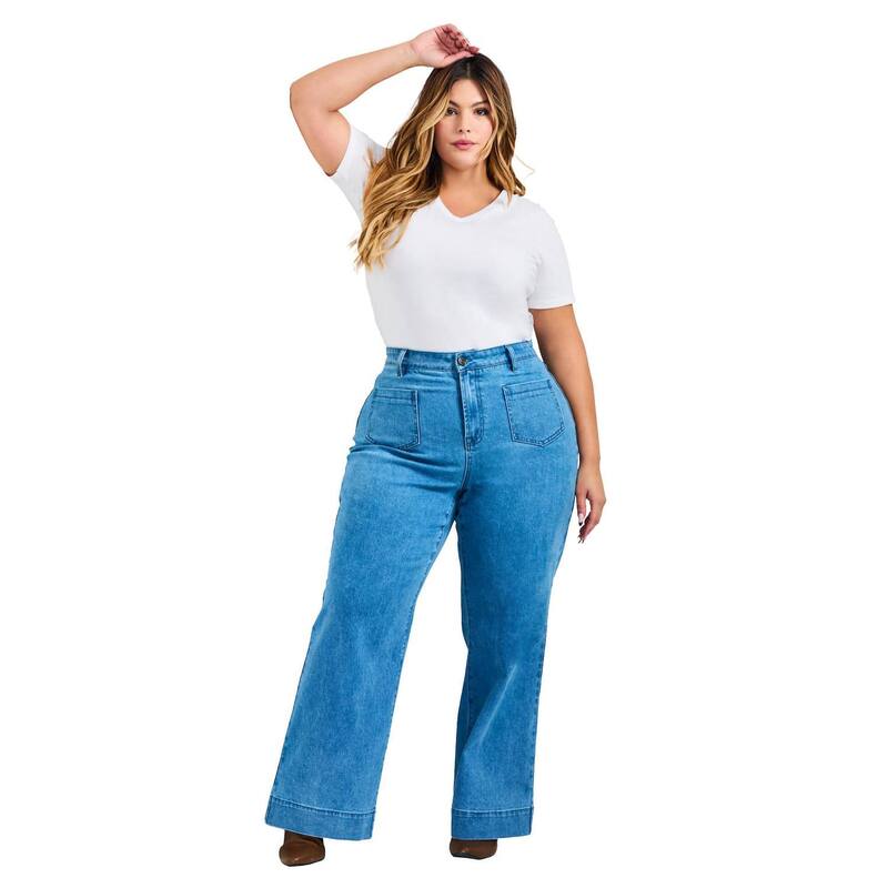 アベニュー レディース ボトムス ジーンズズボン下 ワイドレッグ つけ加える大きさ Avenue Women\u0027s Plusizemma Wide Leg Jean Mid Wash