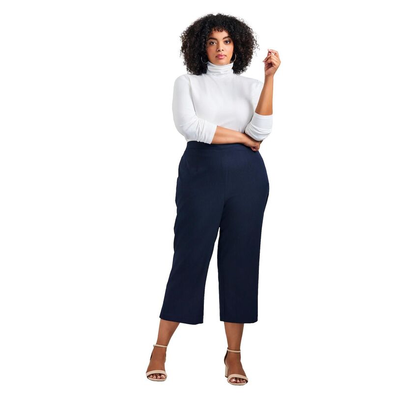 アベニュー レディース ボトムス カジュアルパンツ プラスサイズ Avenue Women's Plusize Cool Hand Cropant Navy ネイビー