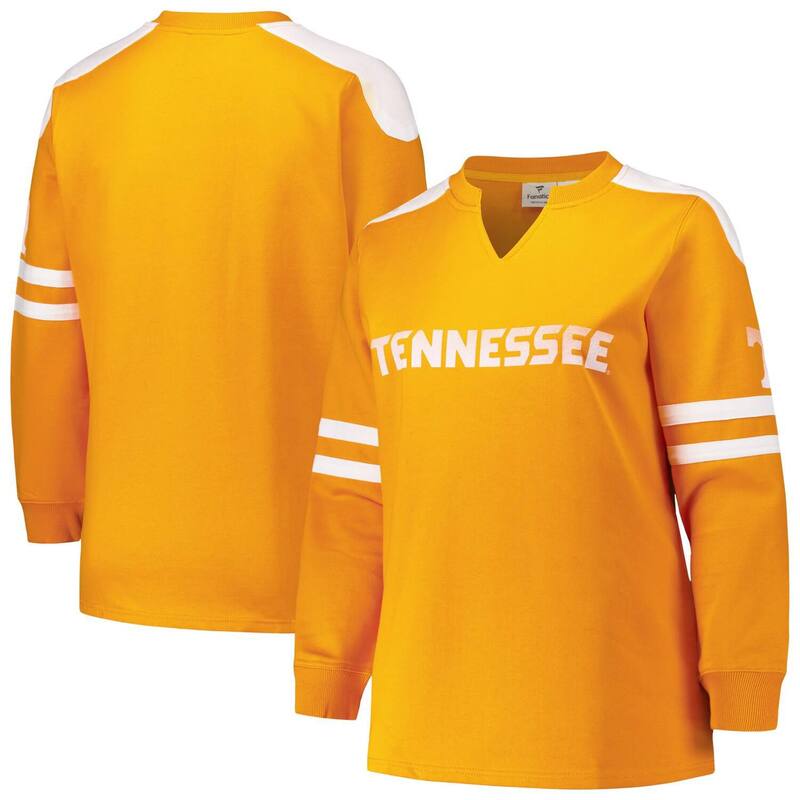 【送料無料】 ファナティクス レディース Tシャツ トップス Women's Fanatics Tennessee Orange Tennessee Volunteers Plus Size Contrast Sleeve Fleece Pullover Sweatshirt Ten Orange