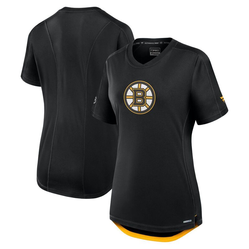 【送料無料】 ファナティクス レディース Tシャツ トップス Women's Fanatics Black Boston Bruins Authentic Pro Rink Tech T-Shirt Bsb Black