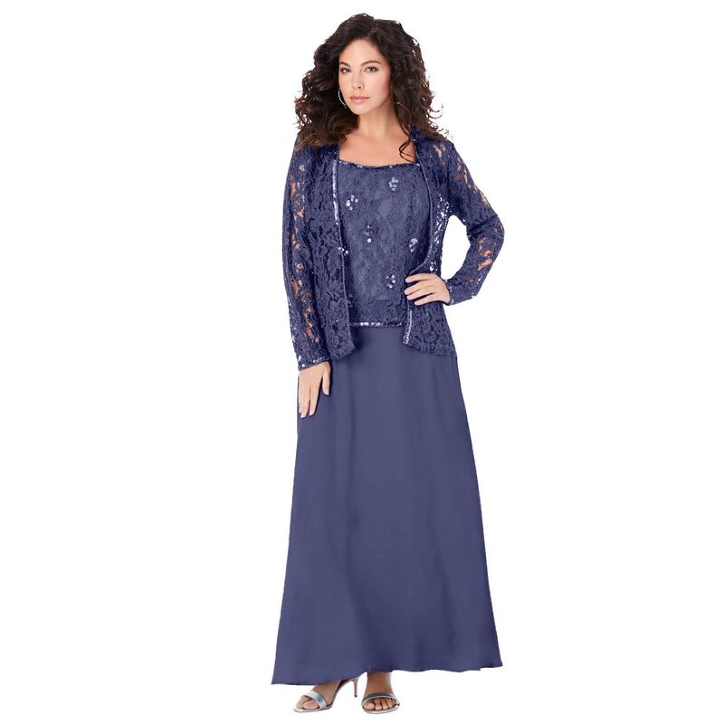 ロアマンズ レディース トップス 衣装 つけ加える大きさ スピード競技 上衣 Roaman\u0027s Women\u0027s Plusize Lace Jacket Gown Deep Dusk