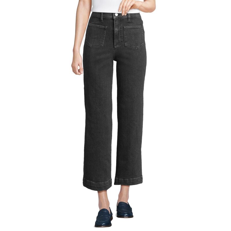 ランズエンド レディース ボトムス カジュアルパンツ デニム ジーンズ Women's Lands' End Soft Denim High Rise Crop Jeans Black Stone Wash ブラック｜ReVida 店