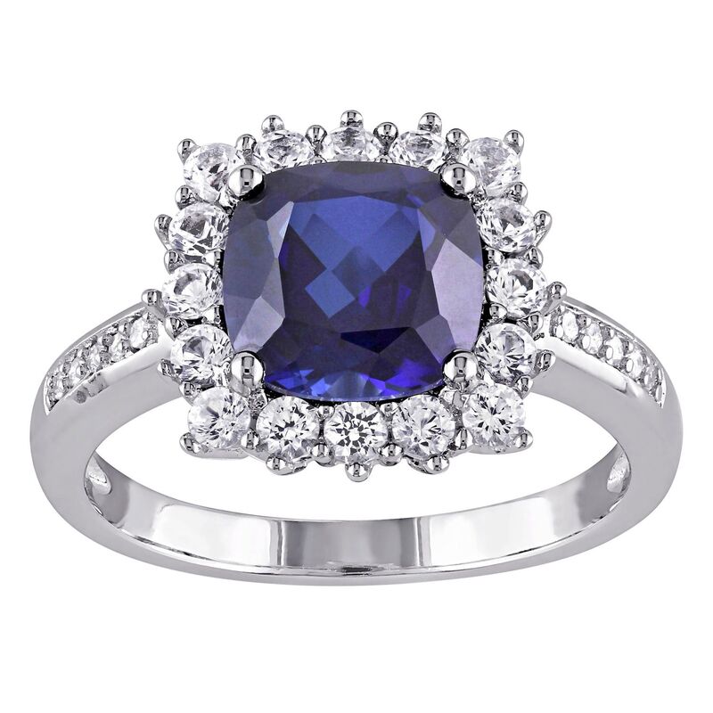 ステラ グレース レディース アクセサリー リング Stella Grace Sterling Silver Lab Created Blue Sapphire Lab Created White Sapphire & Diamond Accent Halo Ring Sterling Silver シルバー