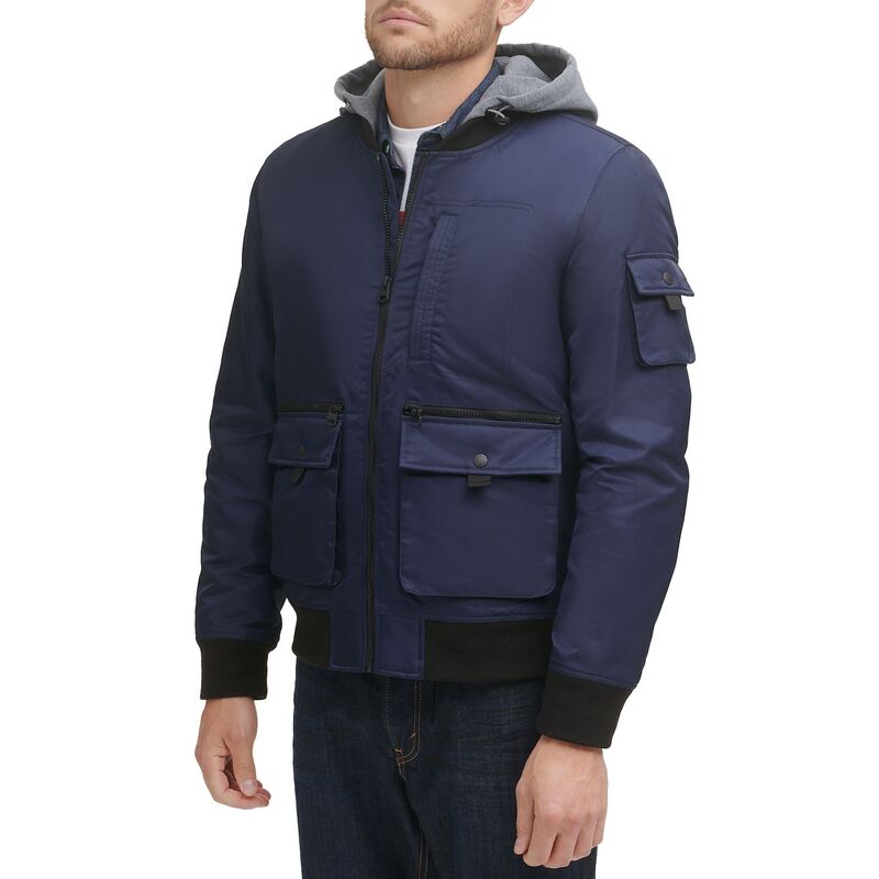 リーバイス メンズ アウター ジャケット・ブルゾン Men's Levi'sR Hooded Utility Bomber Jacket Navy ネイビー
