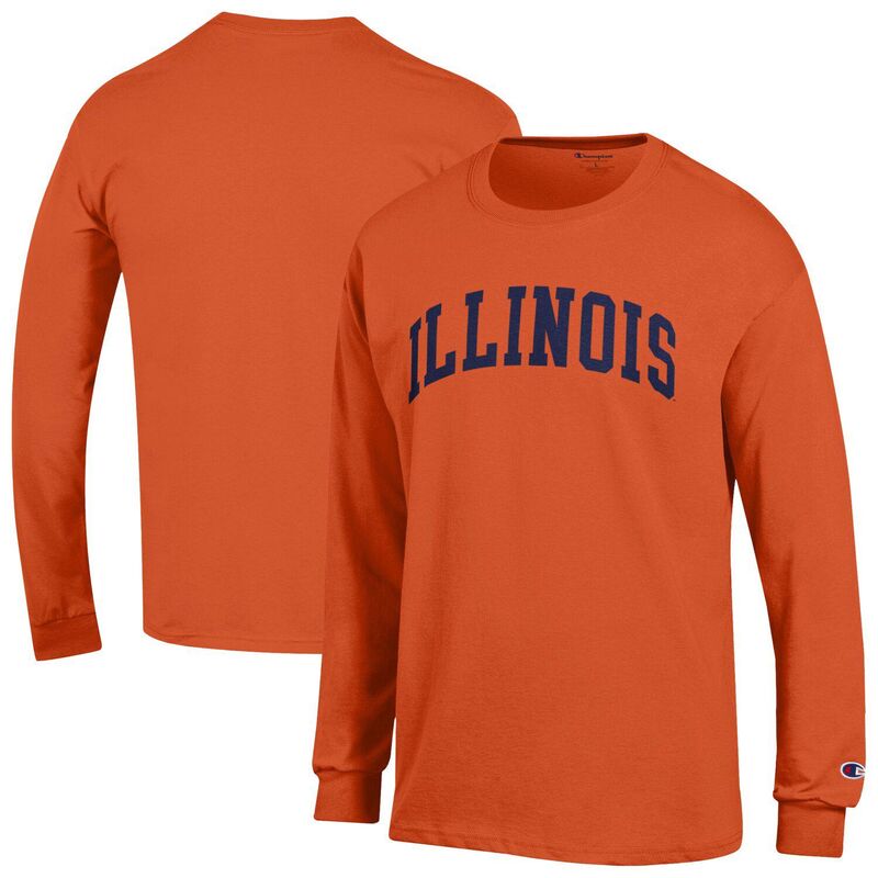 チャンピオン メンズ トップス Tシャツ Men's Champion Orange Illinois Fighting Illini Basic Arch Long Sleeve T-Shirt Ill Orange オレンジ|ReVida 店