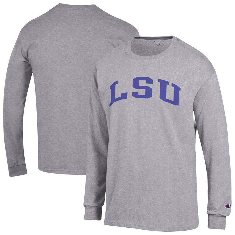 チャンピオン メンズ トップス Tシャツ Men's Champion Heather Gray LSU Tigers Basic Arch Long Sleeve T-Shirt Lsu Grey グレー｜ReVida 店 10,904円