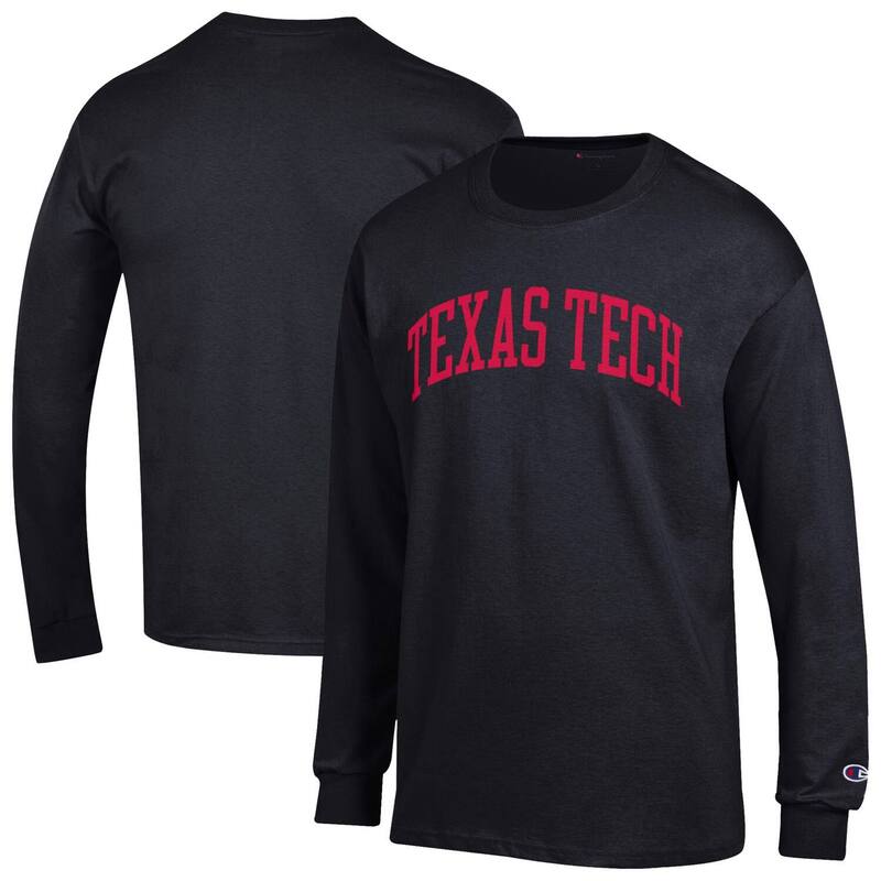 チャンピオン メンズ トップス Tシャツ Men Champion Black Texas Tech Red Raiders Basic Arch Long Sleeve T-Shirtxt Black ブラック