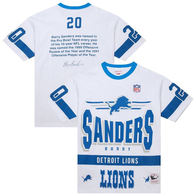 ミッチェル&ネス メンズ トップス Tシャツ ヴィンテージ ロゴ Men'sMitchell & Ness Barry Sanders White Detroit Lions Name & Number Team Origins Vintage Logo T-Shirt Lns White ホワイト