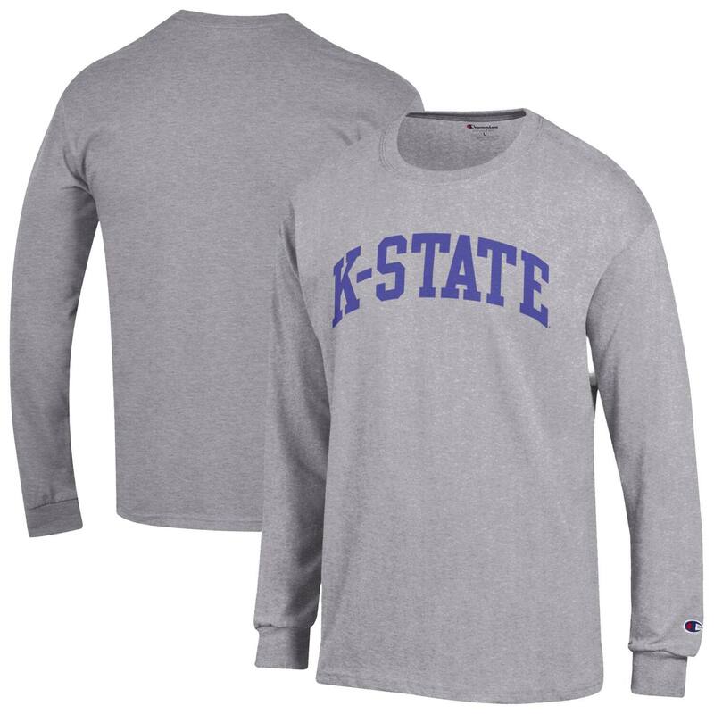 チャンピオン メンズ トップス Tシャツ Men Champion Heather Gray Kansastate Wildcats Basic Arch Long Sleeve T-Shirt Kst Grey グレー
